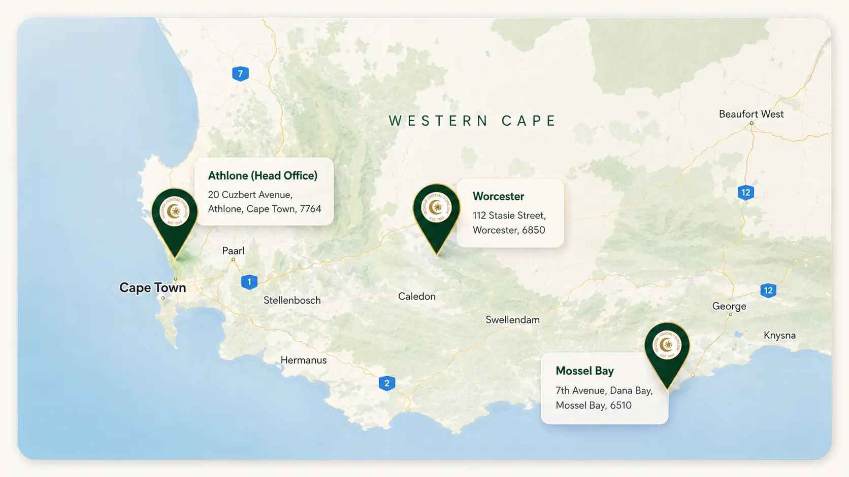 Map of MJC office locations