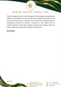 MJC Call Azerbaijan to reconsider restrictions