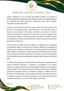 MJC Call Azerbaijan to reconsider restrictions